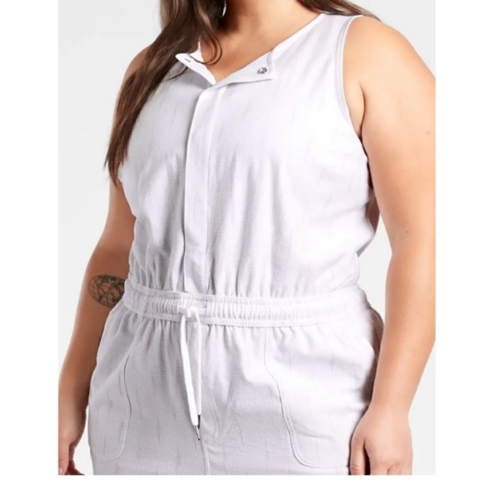 Organic Cotton Athleta Farallon Printed Sleeveless Romper Size 3X White/Gray